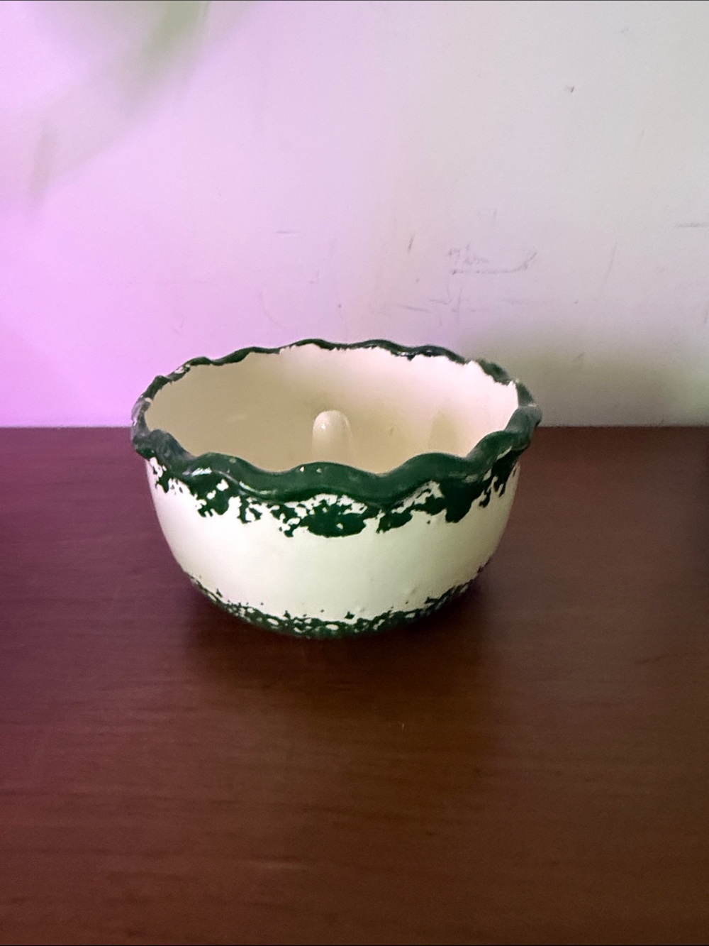 Cream and Green Decorative Ceramic Bowl - Home Art